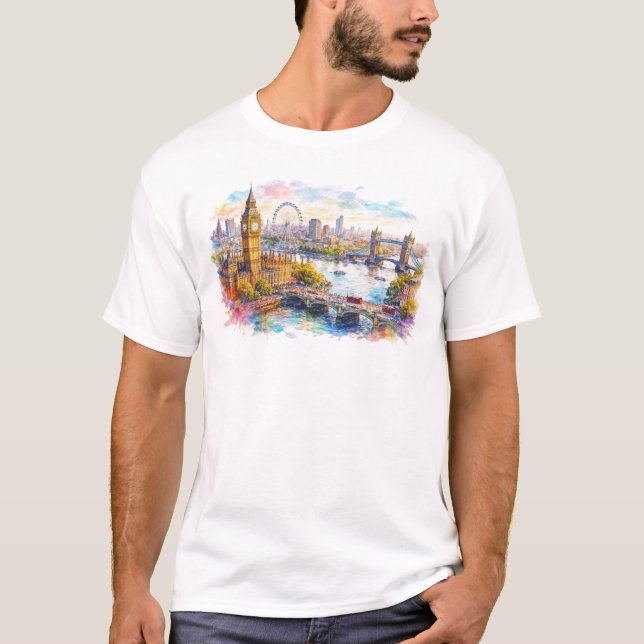 Colorful London cityscape T-Shirt (Vorderseite)