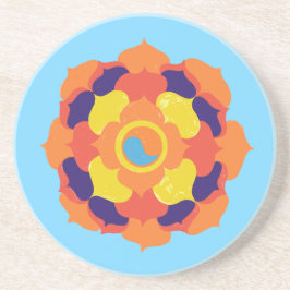 Colorful Lotus Blume Yin & Yang Mandala Getränkeuntersetzer