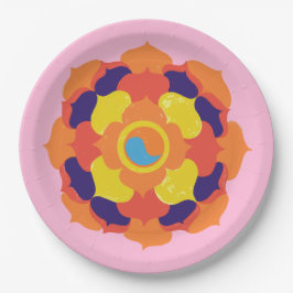 Colorful Lotus Blume Yin & Yang Mandala Pappteller