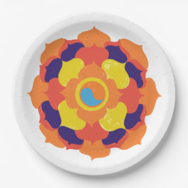 Colorful Lotus Blume Yin & Yang Mandala Pappteller