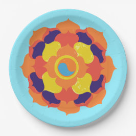 Colorful Lotus Blume Yin & Yang Mandala Pappteller
