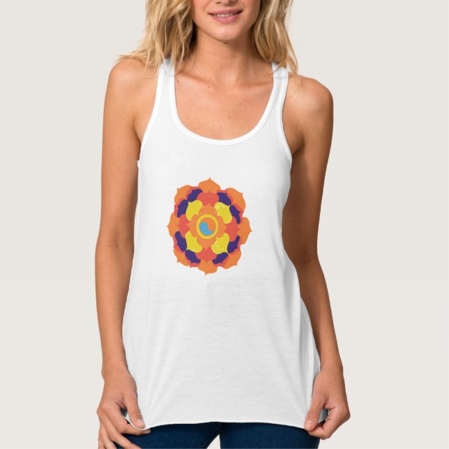 Colorful Lotus Blume Yin & Yang Mandala Tank Top (Vorderseite)