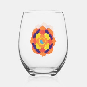 Colorful Lotus Blume Yin & Yang Mandala Weinglas Ohne Stiel