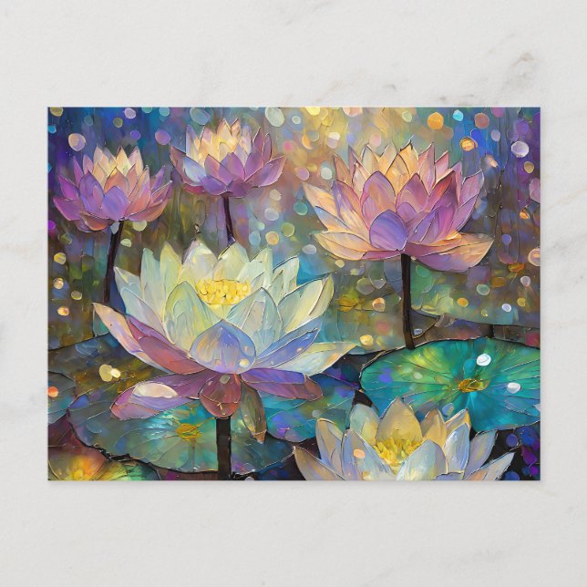 Colorful Lotus Flowers Blossoming in the Snow Postkarte (Vorderseite)