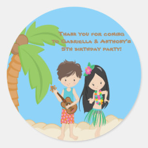 Colorful Luau Hawaiian Kids Vielen Dank Sticker