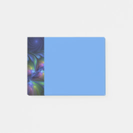 Colorful Luminous Abstract Blue Pink Green Fractal Post-it Klebezettel