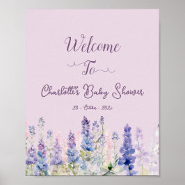Colorful Lupine Flowers Baby Shower Welcome Sign Poster