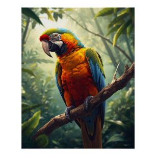 Colorful Macaw Parrot Poster – Tropical Wildlife W