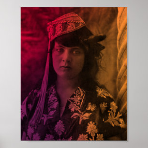 Colorful Maghreb Jewish Tunisian Djerba Girl Poste Poster