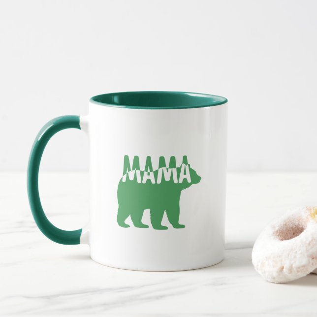 Colorful Mama Bear Silhouette Art Tasse (Mit Donut)