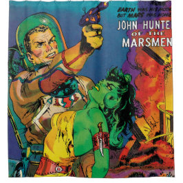 Colorful Man O’ Mars Vintag 50er Comic Buchübersic Duschvorhang