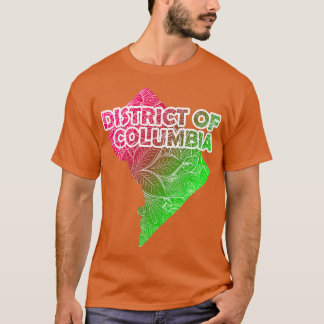 Colorful mandala art map of District of Columbia w T-Shirt