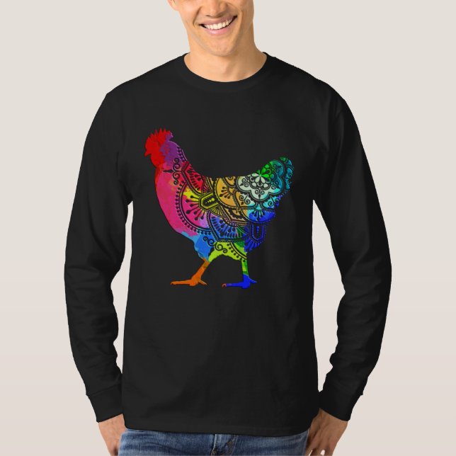 Colorful Mandala Chicken Farmer T-Shirt (Vorderseite)