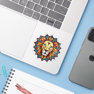 "Colorful Mandala Lion: Geometrisches Kunstdesign" Aufkleber