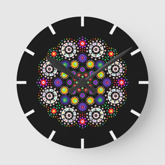 Colorful Mandala Runde Wanduhr (Vorderseite)