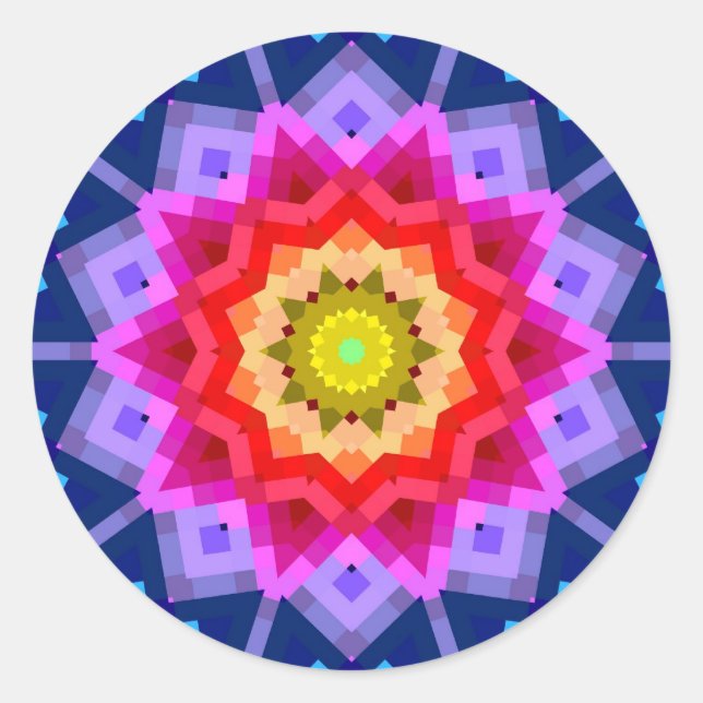 Colorful Mandala Runder Aufkleber (Vorderseite)