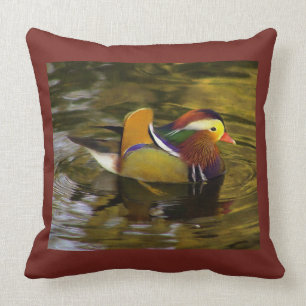 Colorful Mandarin Duck Rust Square Kissen