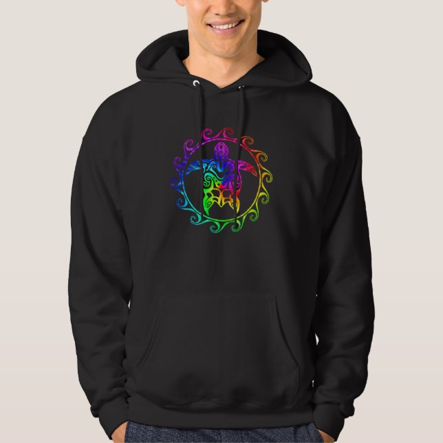 Colorful Maori Turtle Polynesian Hawaiian Hoodie (Vorderseite)