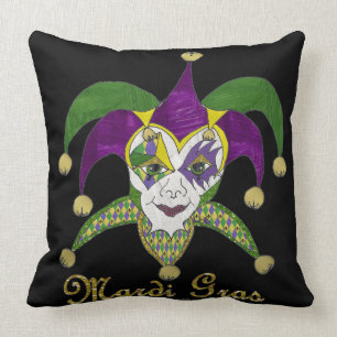 Colorful Mardi Gras Jesters Mask Kissen
