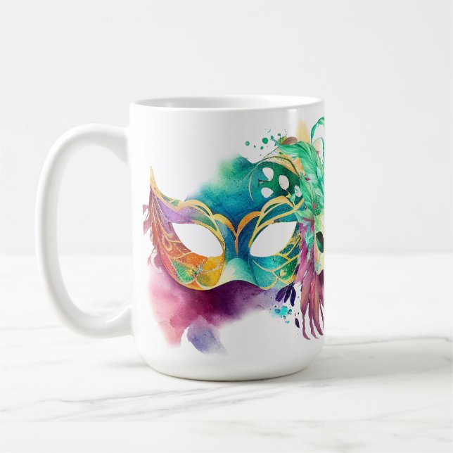 COLORFUL MARDI GRAS MASKS KAFFEETASSE (Links)