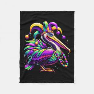 Colorful Mardi Gras Pelican Louisiana Jester Hat B Fleecedecke