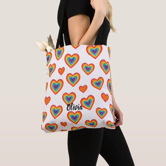 Colorful Marker Heart Pattern Tote Bag (Von Nahem)