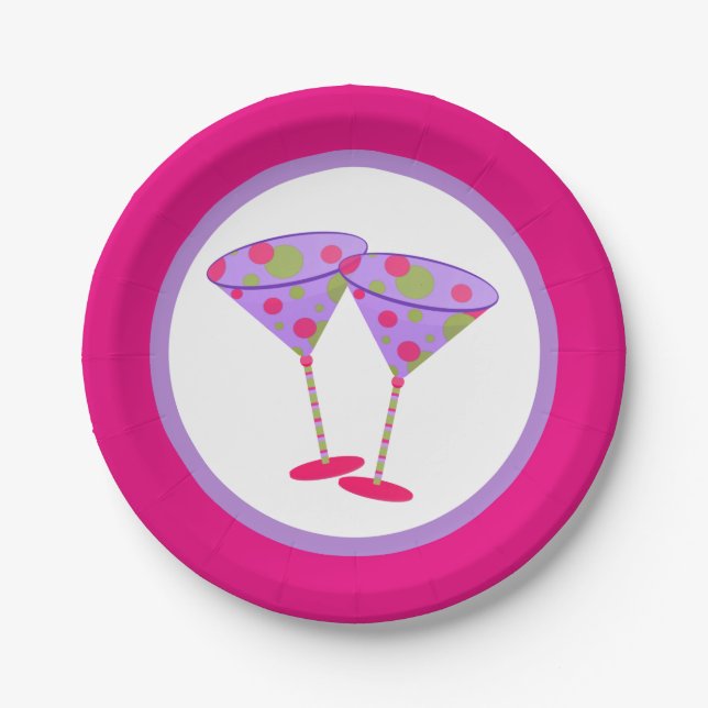 Colorful Martini Glasses Party Pappteller (Vorderseite)