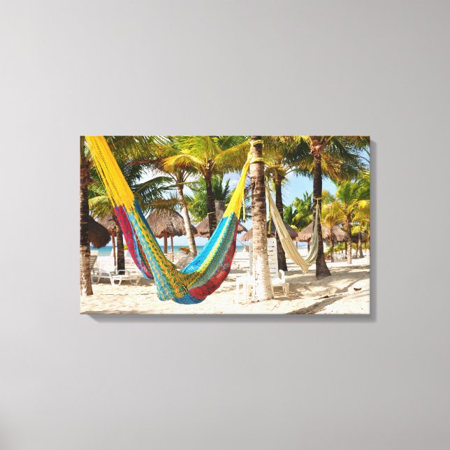 Colorful Mayan Hammock Cozumel Mexico Leinwand (Vorderseite)