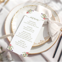 Colorful Meadow Flower Rustic Wedding Menu Card