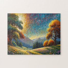 Colorful Meadow Flowers Art Puzzle