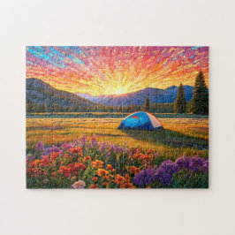 Colorful Meadow Flowers Camping Tent Art Puzzle