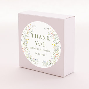 Colorful Meadow Wild Blume Wedding Vielen Dank Runder Aufkleber