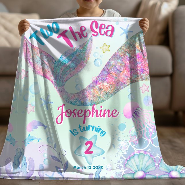 Colorful Mermaid second birthday Fleecedecke (Von Creator hochgeladen)