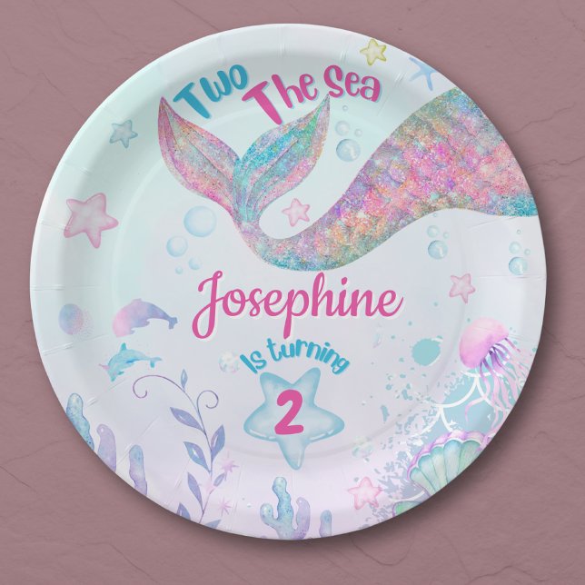 Colorful Mermaid second birthday Pappteller (Von Creator hochgeladen)