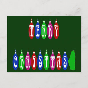 Colorful Merry Christmas Ornament Font Feiertagspostkarte