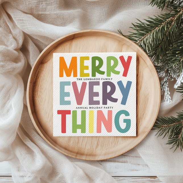Colorful Merry Everything Inclusive Holiday Party Serviette (Von Creator hochgeladen)