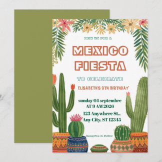 Colorful Mexican Fiesta Birthday  Invitation Einladung