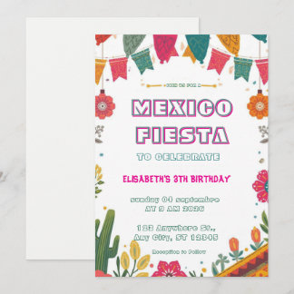 Colorful Mexican Fiesta Birthday  Invitation Einladung