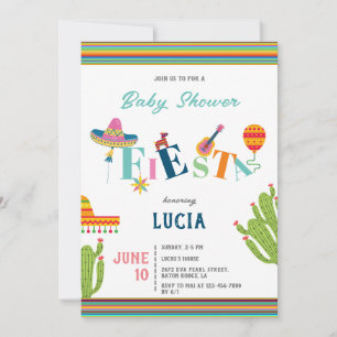 Colorful Mexican Fiesta Cactus Baby Shower Einladung
