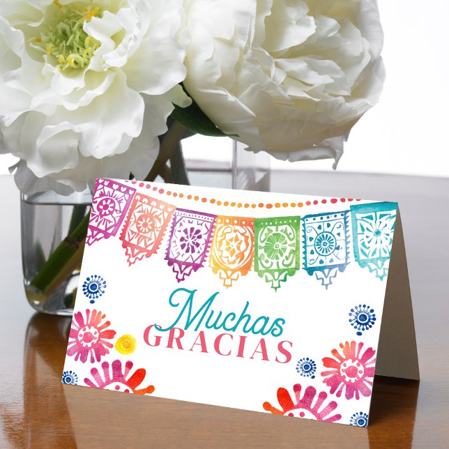 Colorful Mexican Fiesta Muchas Gracias Dankeskarte (Colorful Mexican Fiesta Muchas Gracias Thank You Card)