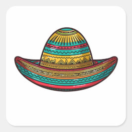 Colorful Mexican Sombrero Cinco De Mayo Quadratischer Aufkleber