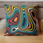 Colorful Mid-Century groovy wavy lines pattern Kissen<br><div class="desc">Colorful mid-century modern,  wavy lines and organic shapes pattern with a brown background—groovy retro pillow design.</div>
