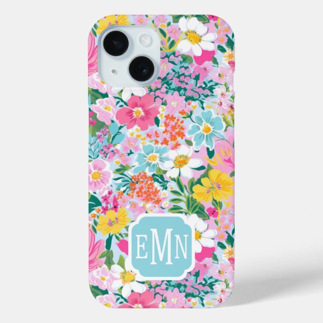 Colorful Modern Garden Monogrammed Case-Mate iPhone Hülle (Rückseite)