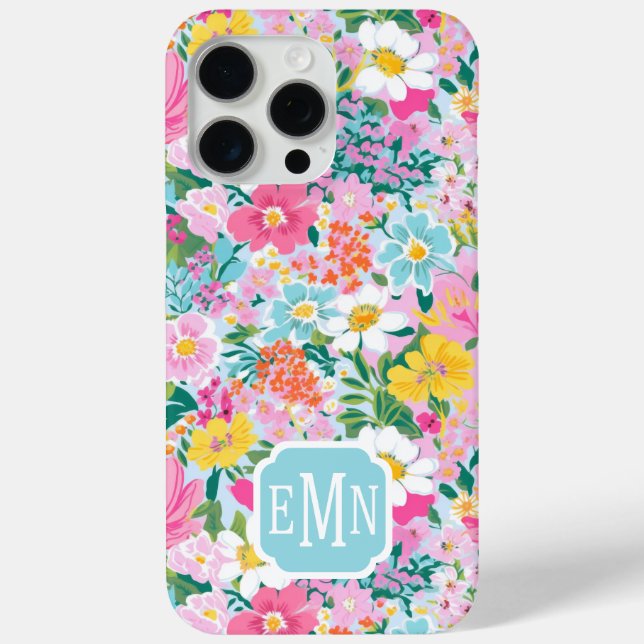 Colorful Modern Garden Monogrammed Case-Mate iPhone Hülle (Rückseite)