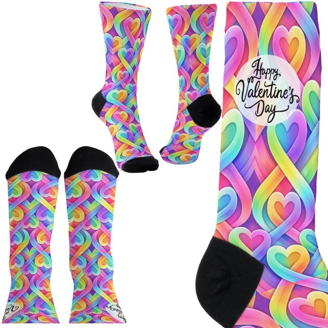 Colorful Modern Hearts Pattern Valentine’s Day Socken (Von Creator hochgeladen)