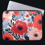 Colorful Modern Red White Blue Watercolor Floral  Laptopschutzhülle<br><div class="desc">Colorful Modern Red White Blue Watercolor Floral Laptop Sleeve features a modern design of red and blue flowers on a white background. Designed by Evco Studio www.zazzle.com/store/evcostudio</div>