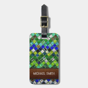 Colorful Mosaic Burlap Elegantes Leder Schauen #8 Gepäckanhänger