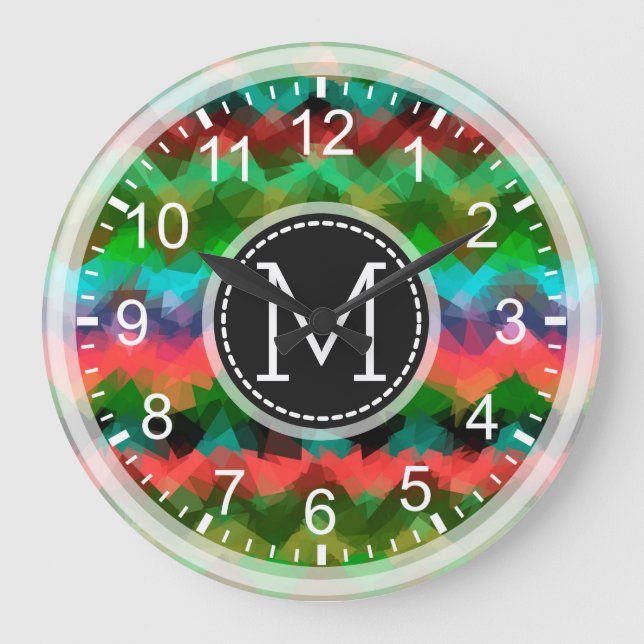Colorful Mosaic Große Wanduhr (Vorderseite)