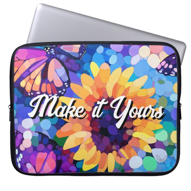 Colorful Mosaic Sunflower Butterfly Laptop Sleeve (Vorderseite)