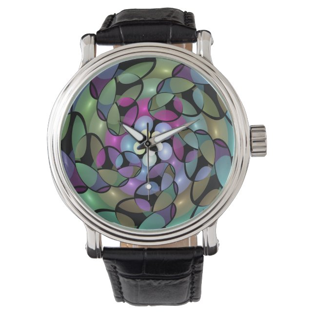 Colorful Movements Abstract Striking Fractal Art Armbanduhr (Vorderseite)